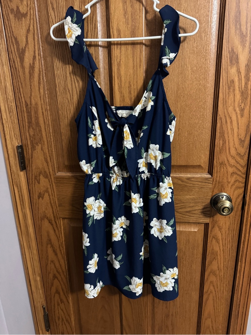 Sweet Wanderer Navy Floral Sundress with White & Yellow Blooms